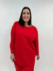 Roter Viskose Pullover mit Details von Marina Rinaldi_grosse Grössen_DE BOER plus Luzern_1