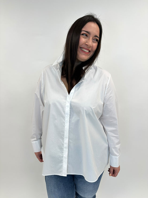 Weisse Bluse mit Raffung im Rücken von White Label von Rofa_grosse Grössen_DE BOER plus Luzern_1